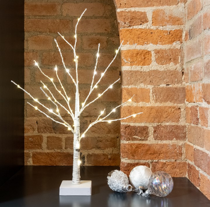 white LED twig tree decoration on tabletop