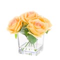 Faux Apricot Roses in Cube alternative image