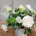 White & Green Faux Peony & Skimmia Bouquet alternative image