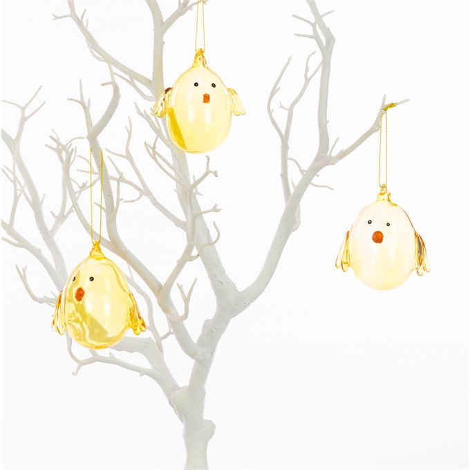 3 Glass Easter Chick Hangers