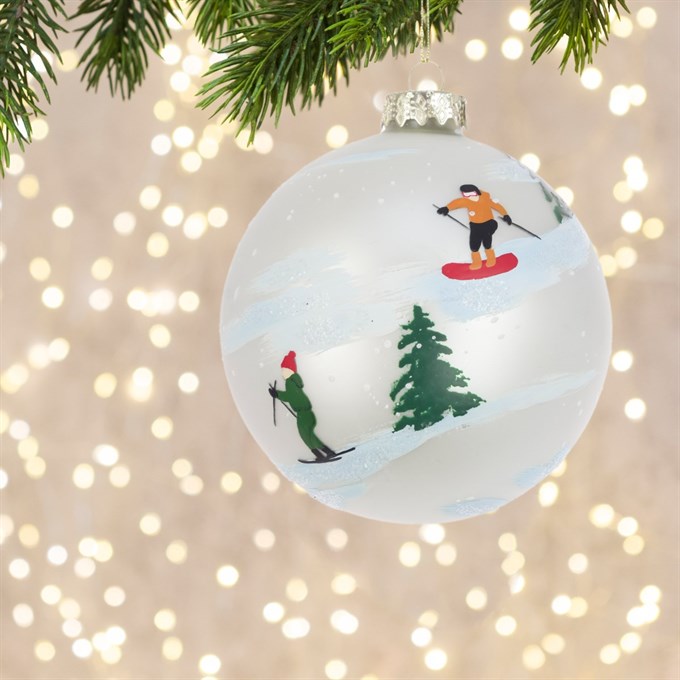 Love Skiing Glass Bauble