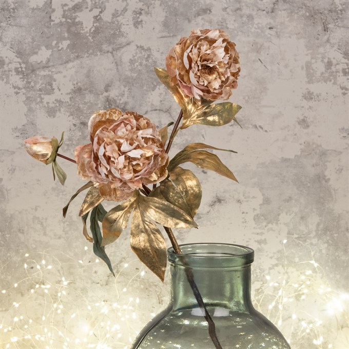 Gilded Faux Peony Light Pink