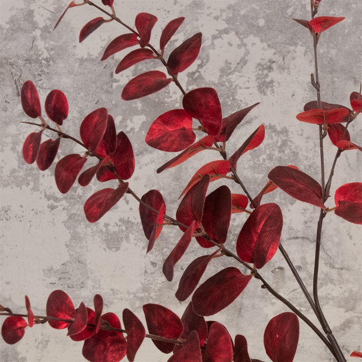 Metallic red eucalptus, showing just the faux leaves on the stem