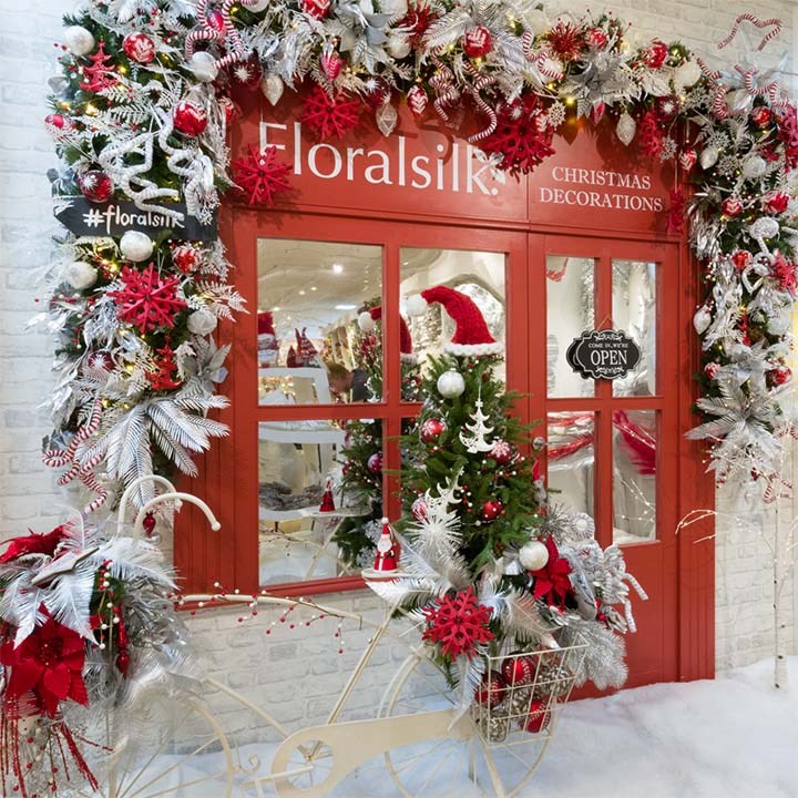 fake floralsilk christmas shopfront display