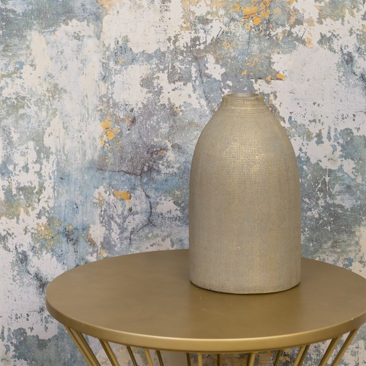 metallic bottle vase on white background 