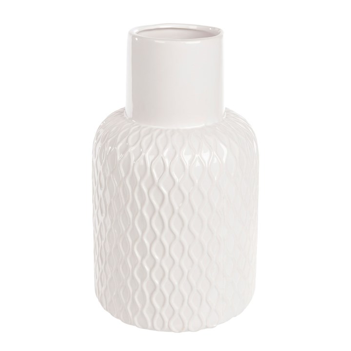 white geometric vase on white background