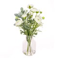 Faux White Ranunculus Bottle Vase alternative image