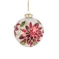 Set of 3 Poinsettia & Holly Baubles alternative image