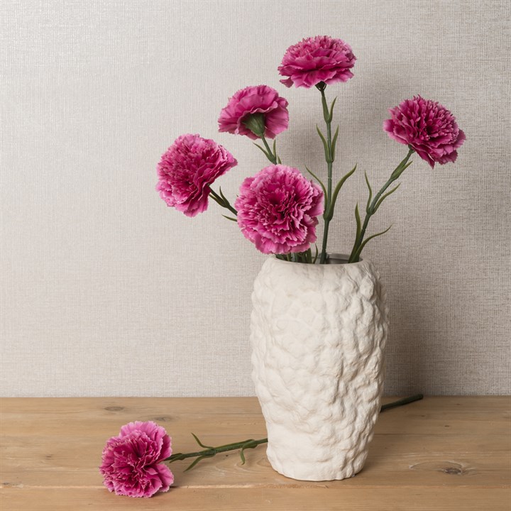 3 Faux Carnation Stems Dark Pink