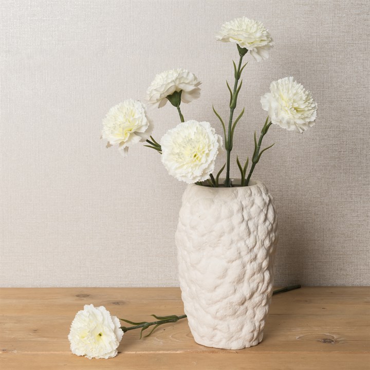 3 Faux Carnation Stems White