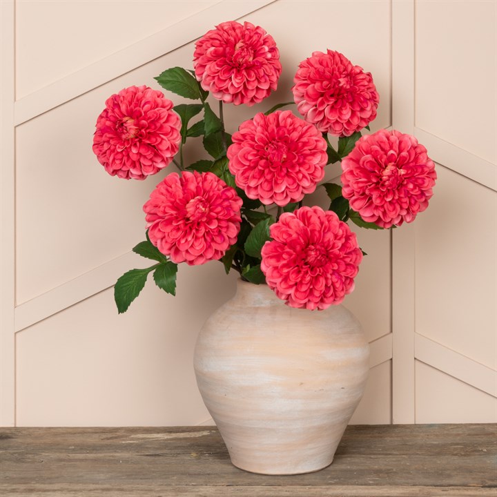 Faux Pom Pom Dahlia Coral