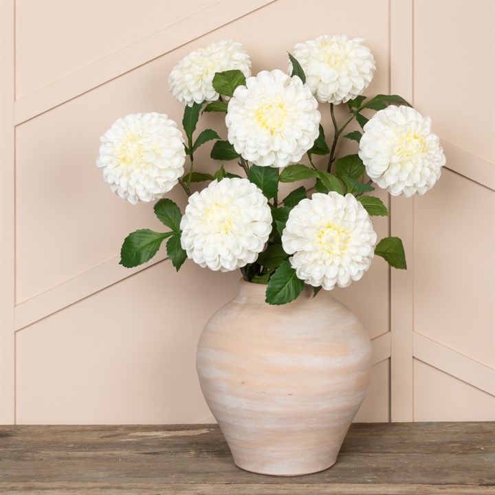 Faux Pom Pom Dahlia White