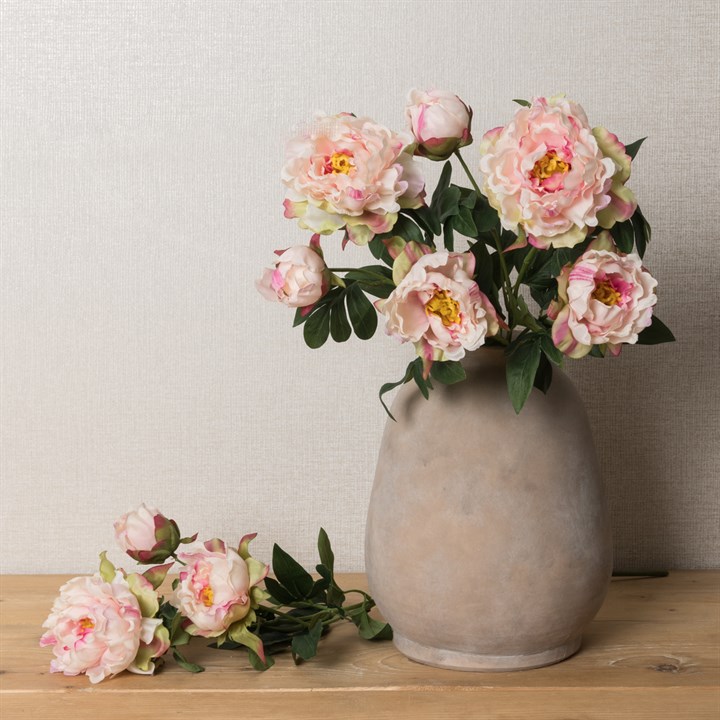 Faux Garden Peony Spray Light Pink
