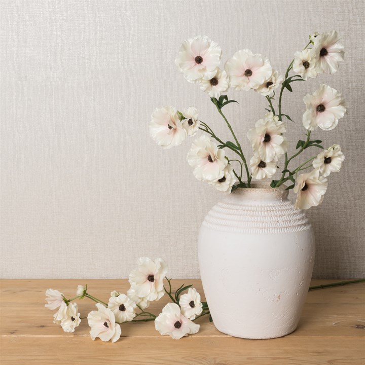 Faux Butterfly Ranunculus White