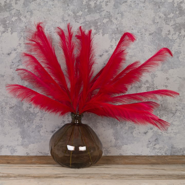 Faux Pampas Spray Red