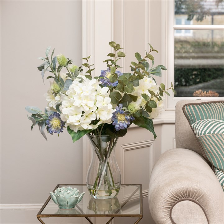 Elegant Faux White Hydrangea in Vase
