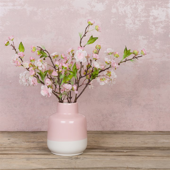 Faux Blossom in Pink & White Vase