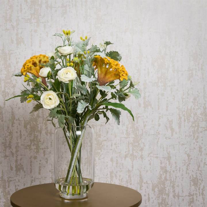 Faux Ranunculus & Celosia in Vase