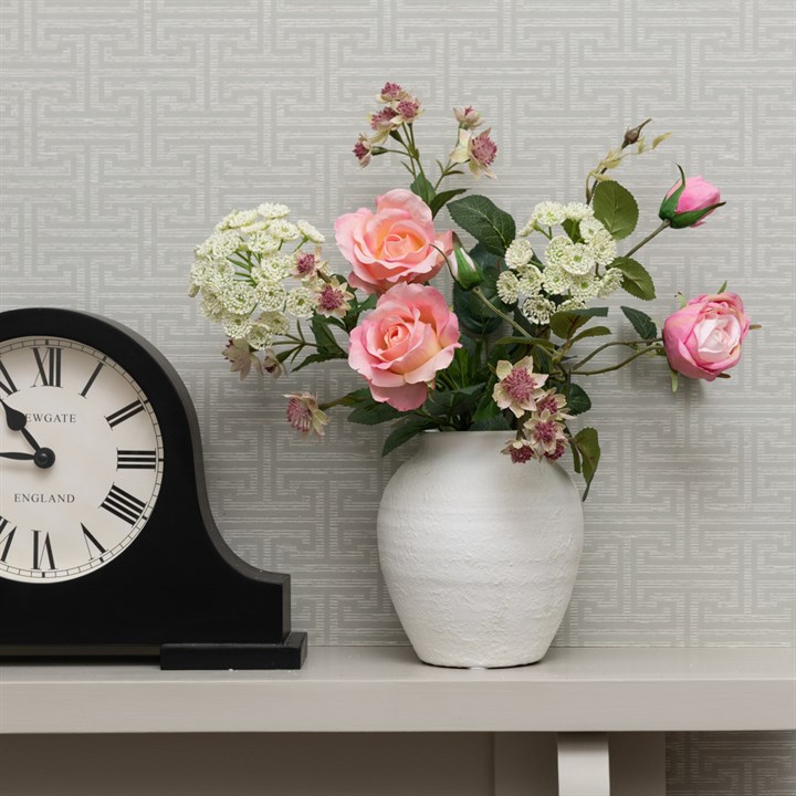 Faux Roses & Astrantia in Ceramic Vase