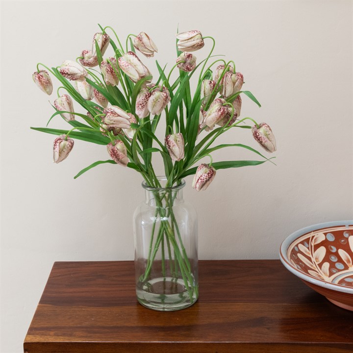 Faux Fritillaria in Bottle Vase