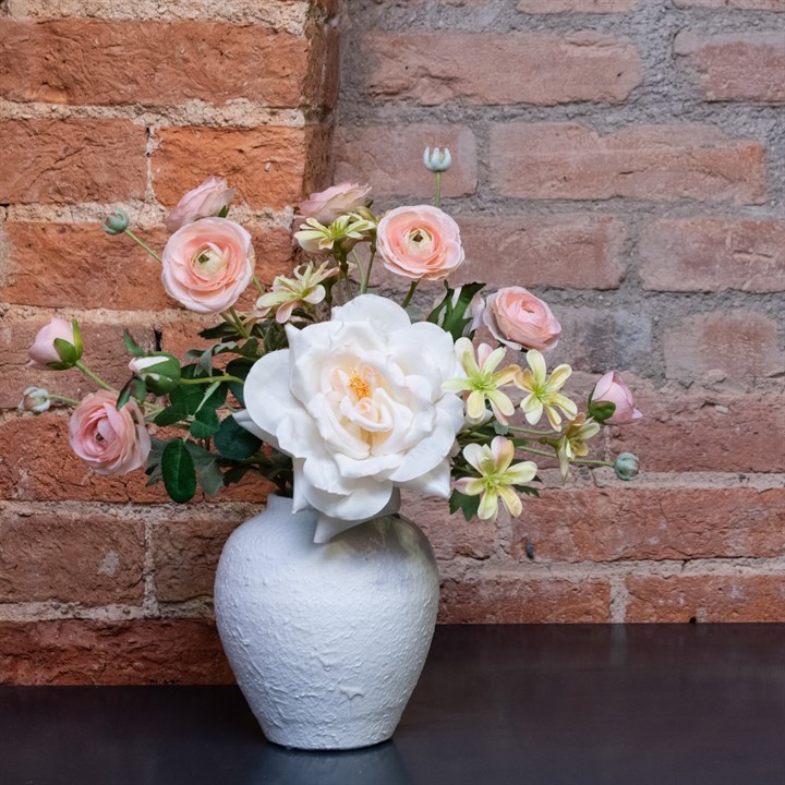Faux Reflex Rose & Ranunculus in Ceramic Vase
