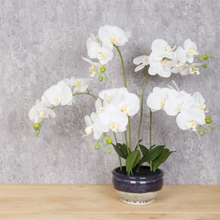Large Faux Orchid in Ceramic Pot