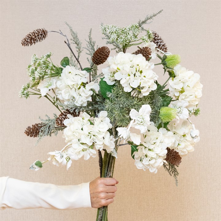 Frosty Pinecone & Hydrangea Bouquet