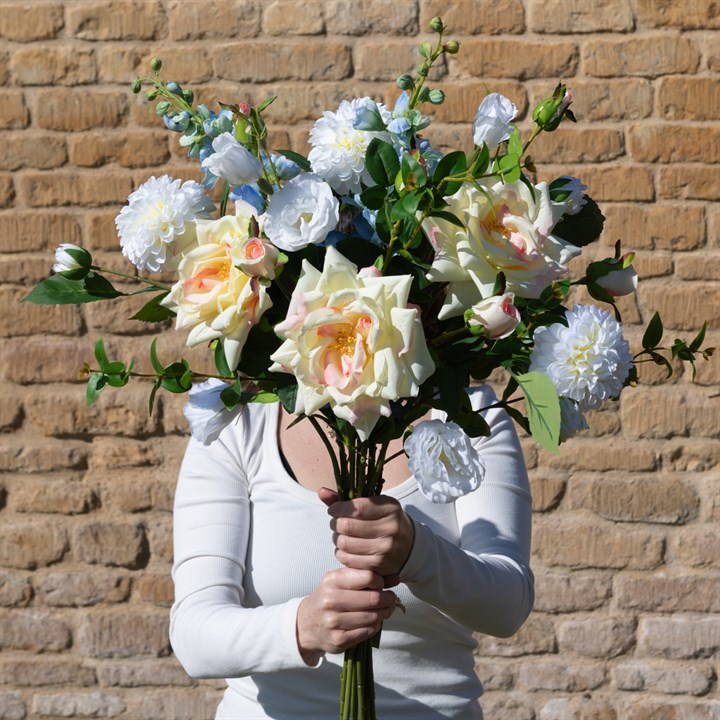Yellow Reflex Rose & Delphinium Bouquet