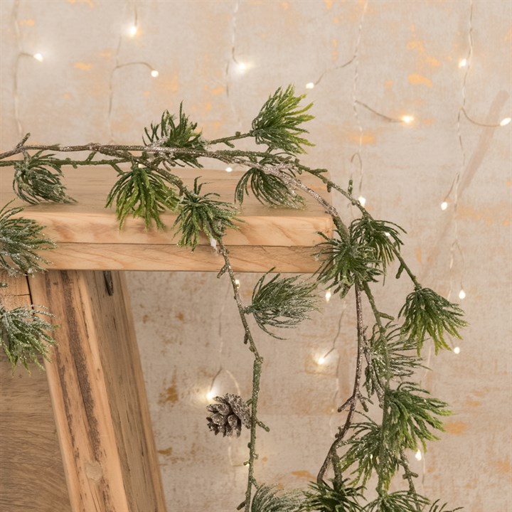 Faux Frosty Ming Pine Garland
