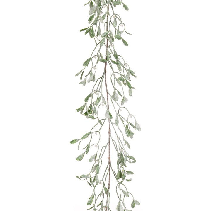 Faux Frosted Mistletoe Garland