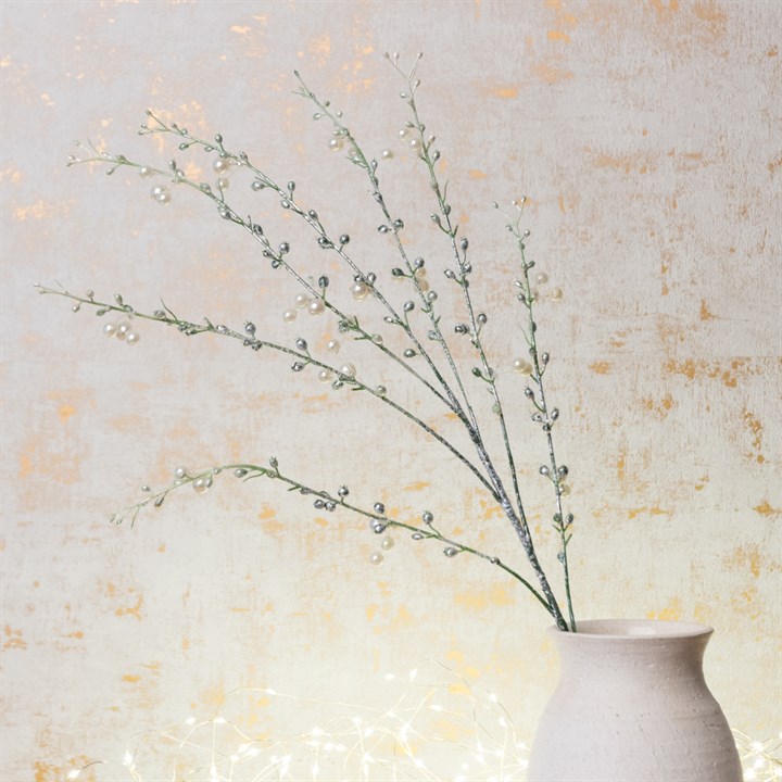 Faux Leaf & Pearl Spray