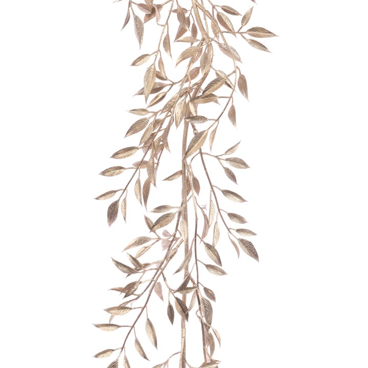 Metallic Delicate Faux Leaf Garland Champagne