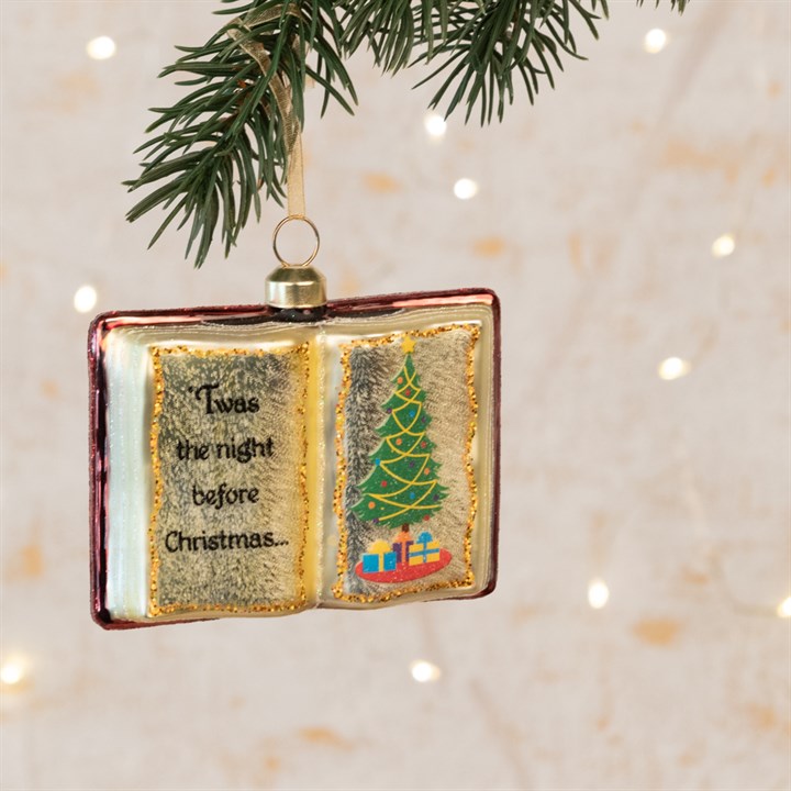 Glass Christmas Book Hanging Decoration