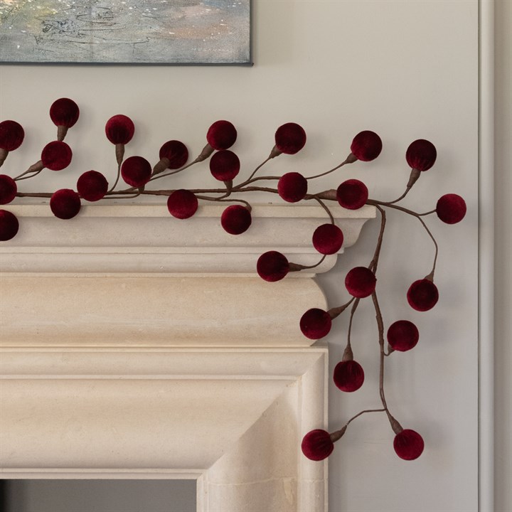 Deluxe Velvet Ball Christmas Garland Burgundy