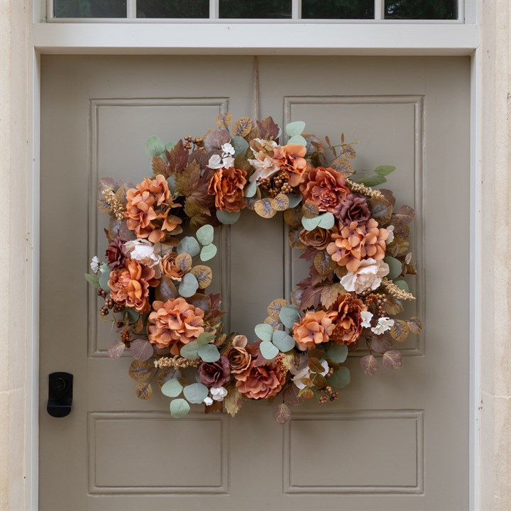 Faux Autumn Flowers Wreath