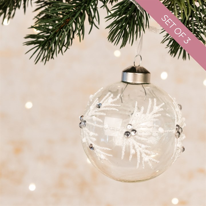 3 Glass Chantelle Snowflake Christmas Baubles