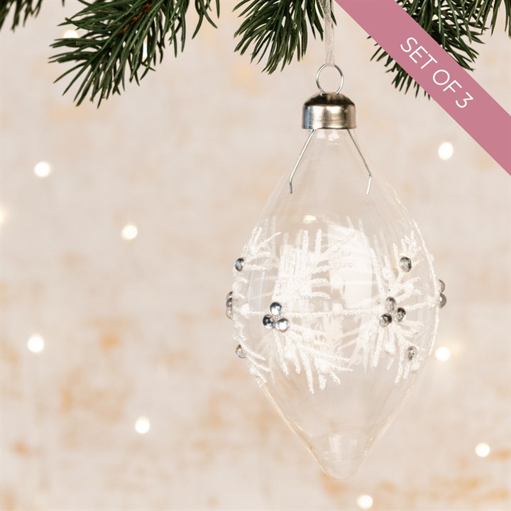 3 Glass Chantelle Snowflake Christmas Finials