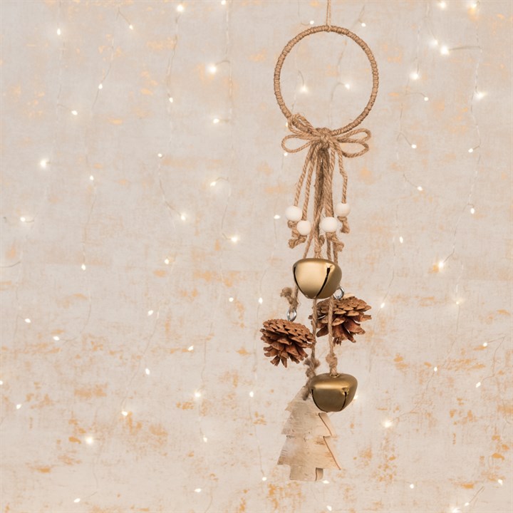 Rustic Bells & Pinecone Hanging Decoration