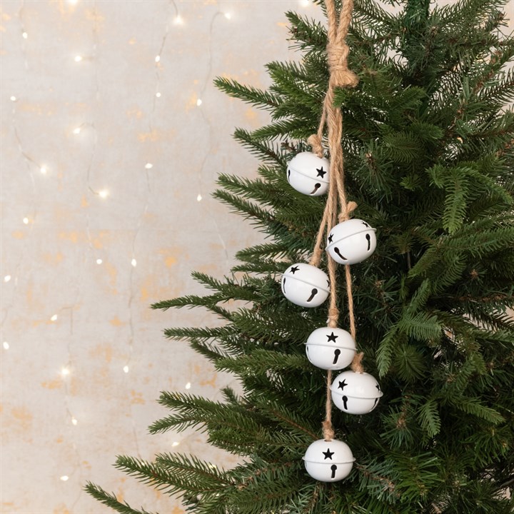 Metal Christmas Bell Hanger White 50cm