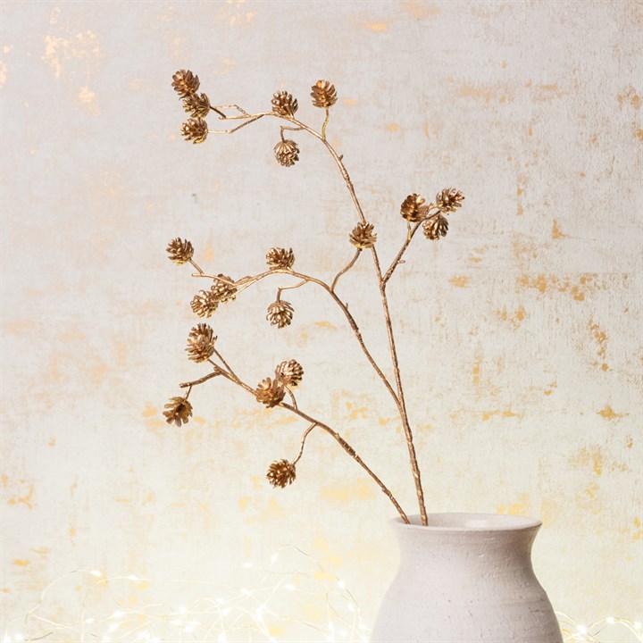 Metallic Faux Pinecone Stem Copper