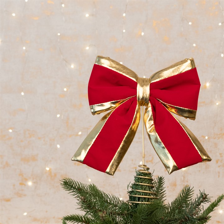 Red & Gold Bow Tree Topper