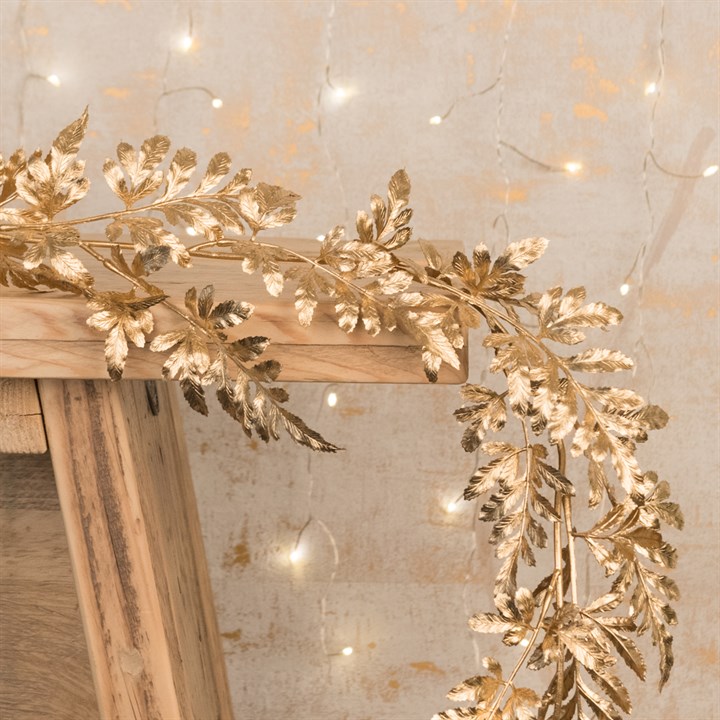 Metallic Faux Leaf Garland Gold