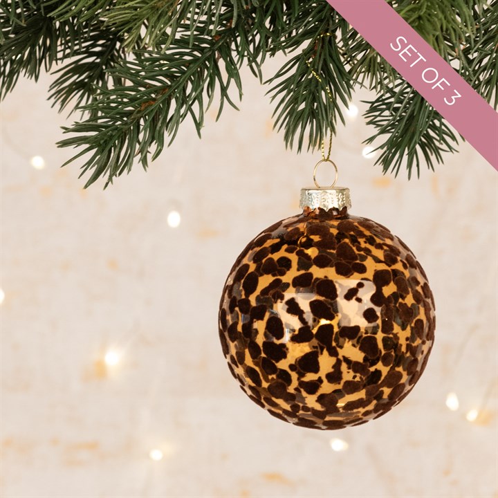 3 Glass Brown Aiyana Christmas Baubles