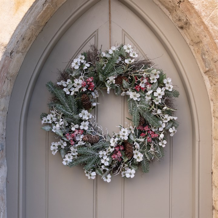 Faux Langham Dogwood Berry Christmas Wreath