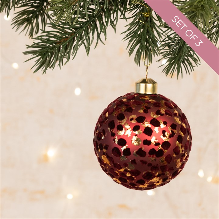 3 Glass Burgundy Zanthe Christmas Baubles