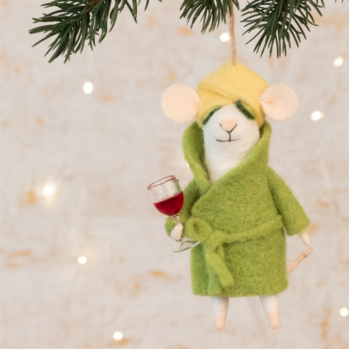 Felt Mouse at Spa Hanging Decoration