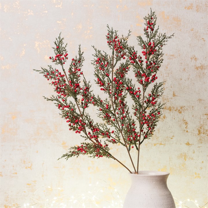 Bunch of 3 Faux Pine & Berry Stems
