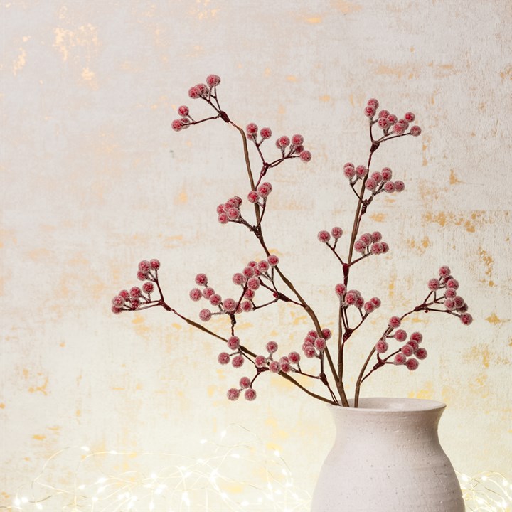 Frosted Faux Berry Stem Burgundy
