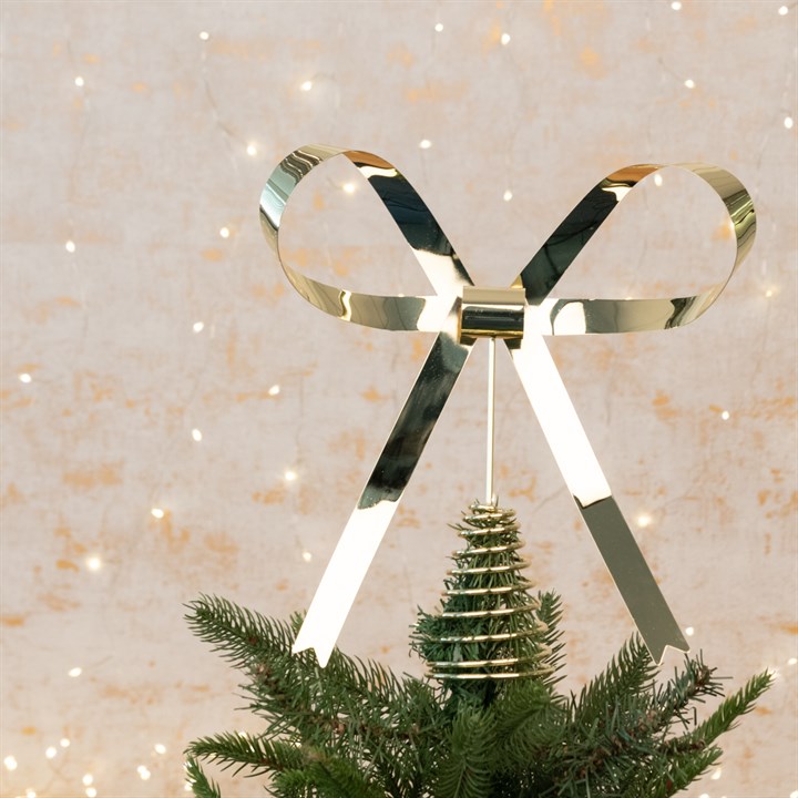 Metal Bow Tree Topper Champagne