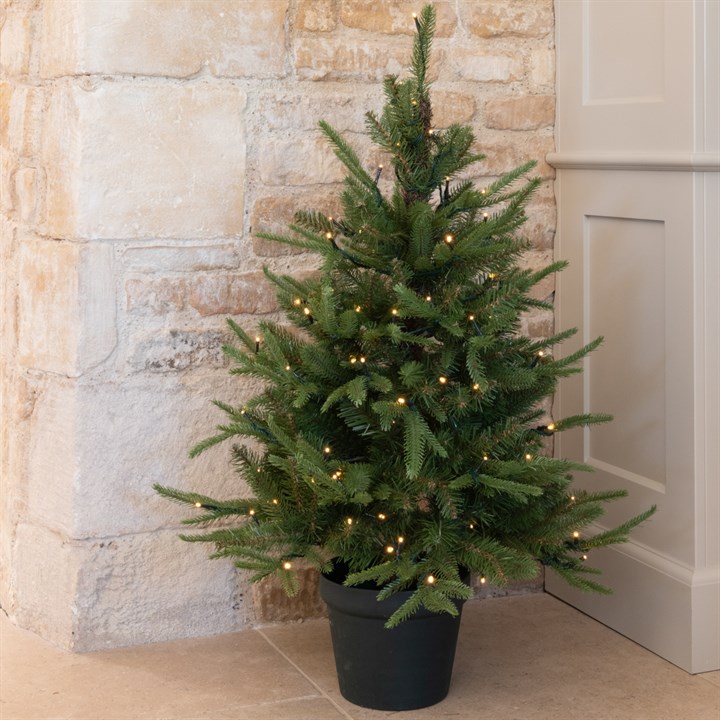 3 ft Faux English Pine Christmas Tree with Lights